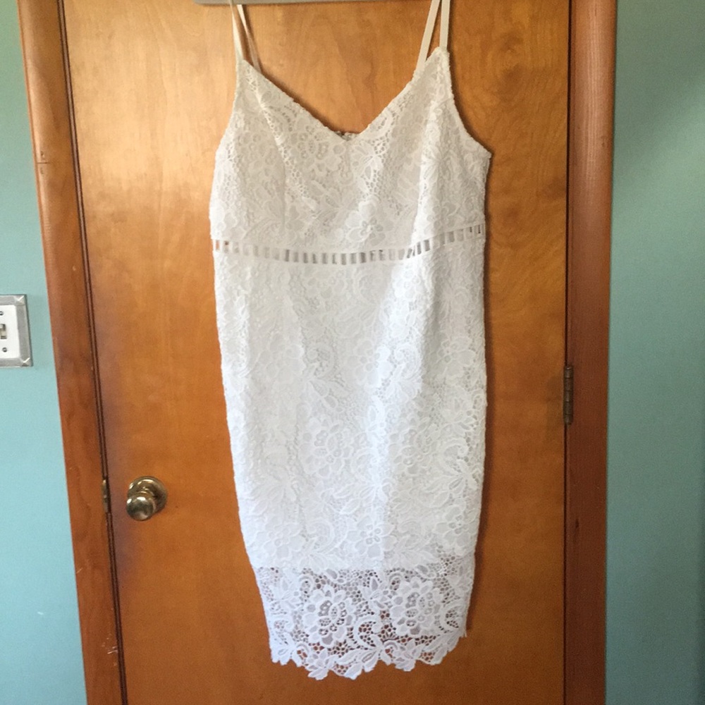 White tight fitting dress